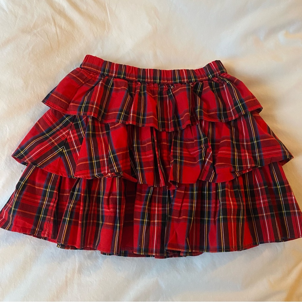 Crewcuts Red Tartan Plaid Ruffle Mini Skirt